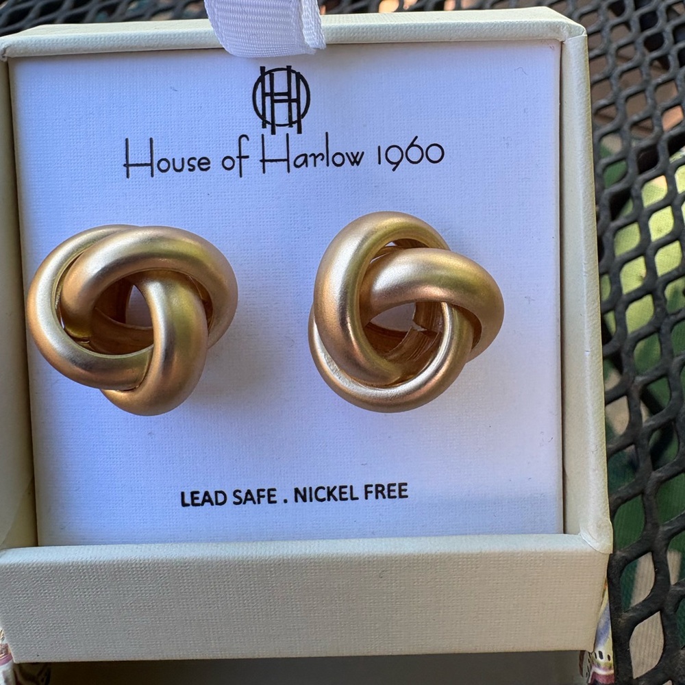House of Harlow 1960 Gold Knot Earrings NWT